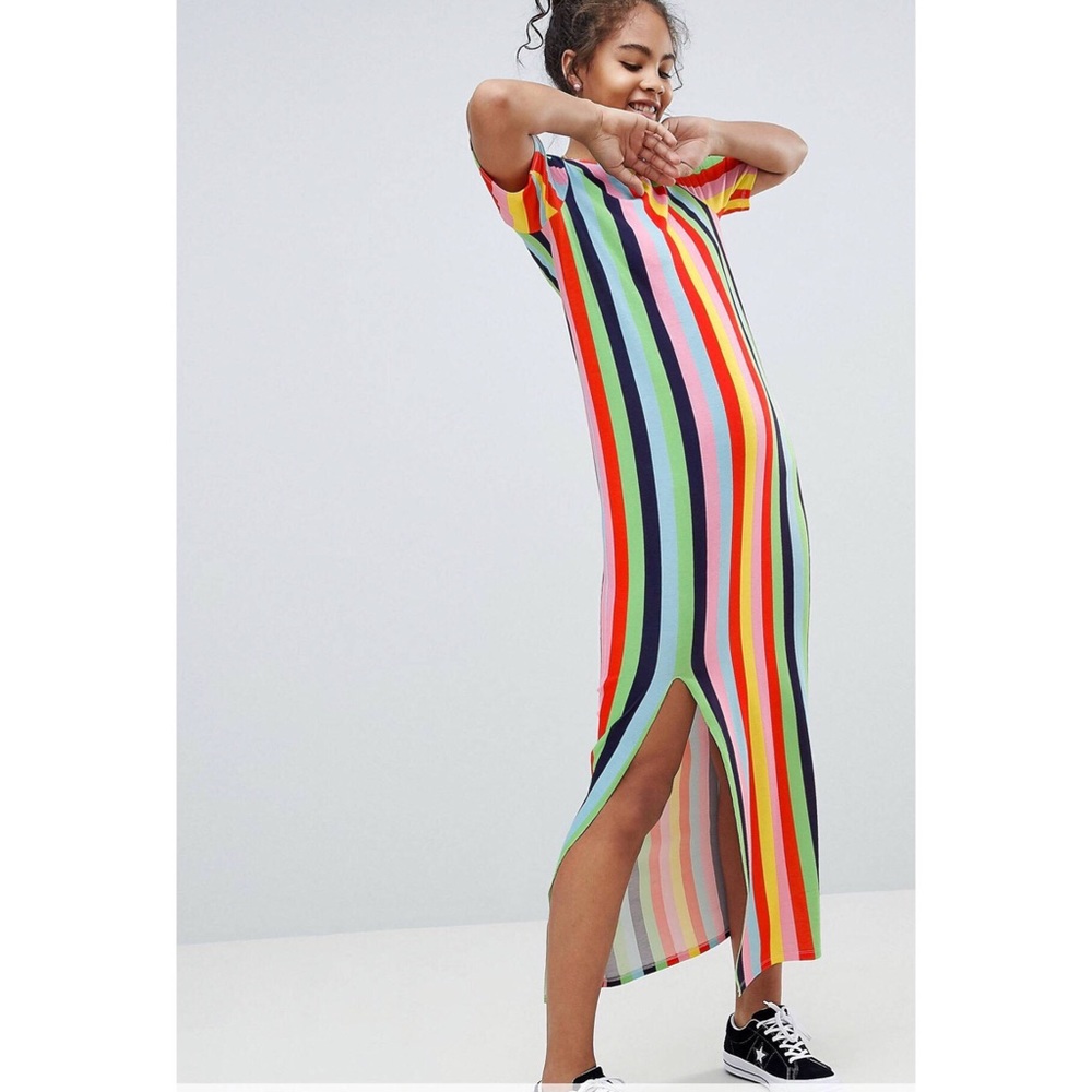 Rainbow Stripe Maxi Dress